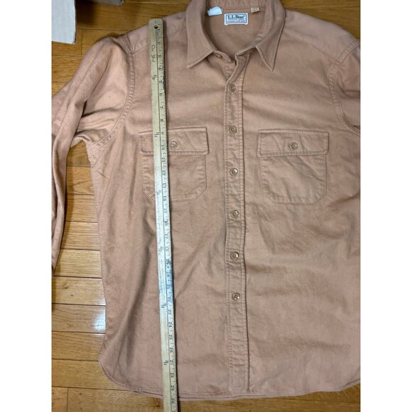 Vintage LL Bean Tan Size 16 1/2 Chamois Cloth Button Up Shirt - Picture 7 of 7